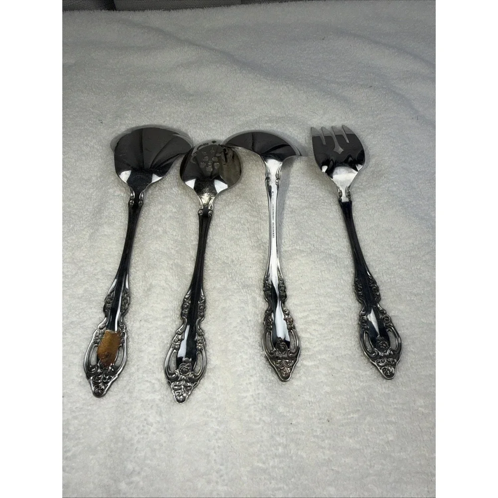 Oneida Community Brahms Lot of 4 Serving Pieces Sauce Ladle Fork Shell Stainless